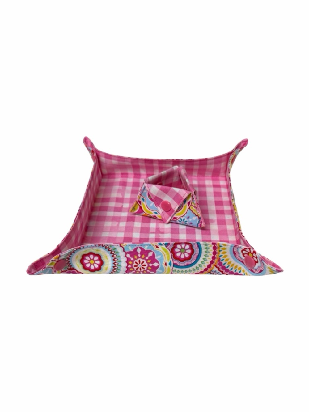 Hand Crafted Snap Tray and Small ORT Catcher Fabric Notion & Thread Catch All - Picture 3 of 15